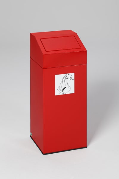 PROREGAL Selbstlöschender Wertstoffsammler Putztücher 82 Liter HxBxT 89 x 38 x 38 cm Verzinkter Stahl Rot