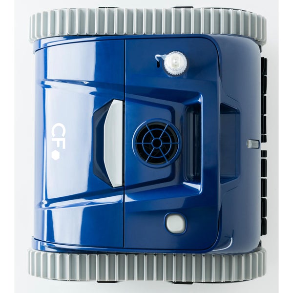 Blauer Poolreinigungsroboter von oben