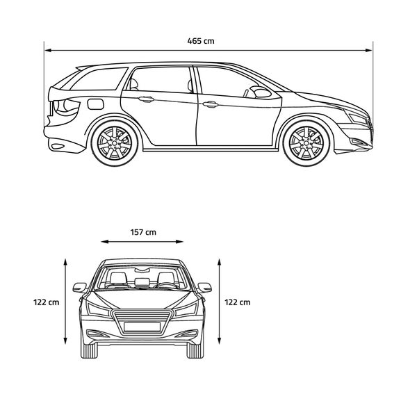 ECD Germany Autoabdeckung Indoor Kombi XL 465 x 157 x 122 cm, Stretch Soft Satin, Grau, Atmungsaktiv, Staub- und Schmutzabweisend, Abdeckplane Autoplane Autogarage Ganzgarage Schutzdecke Schutzhülle