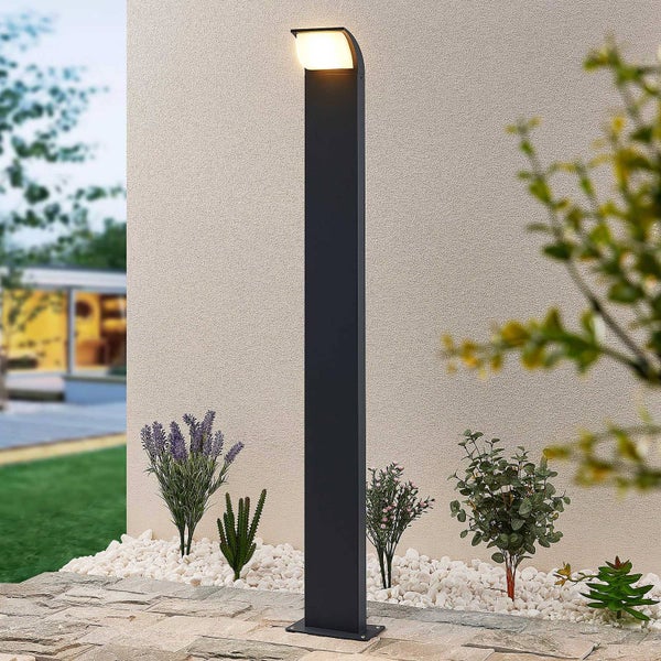 Lucande LED Außenleuchte Tinna (Modern) in Schwarz aus Aluminium (1 flammig, ) - Wegeleuchte Pollerleuchte Wegelampe Sockelleuchte