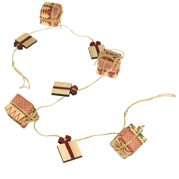 Girlande mit Geschenkboxen zur Dekoration