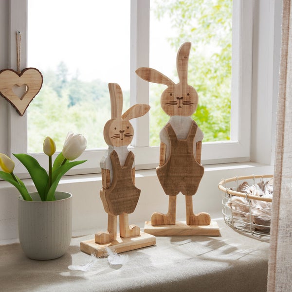 FRANK FLECHTWAREN | Hase Hosenträger, 2er Set, PAPPEL, HOLZ, Höhe 30 cm, 38,5 cm