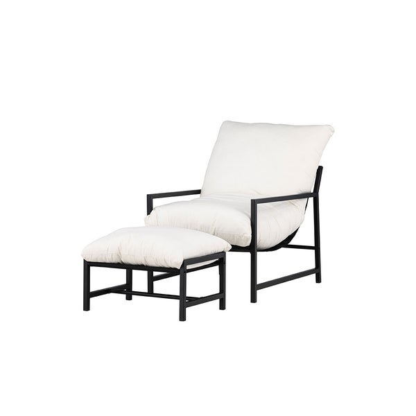 Corso Loungesessel mit Fußhocker schwarz. 67 X 128 X 68 cm