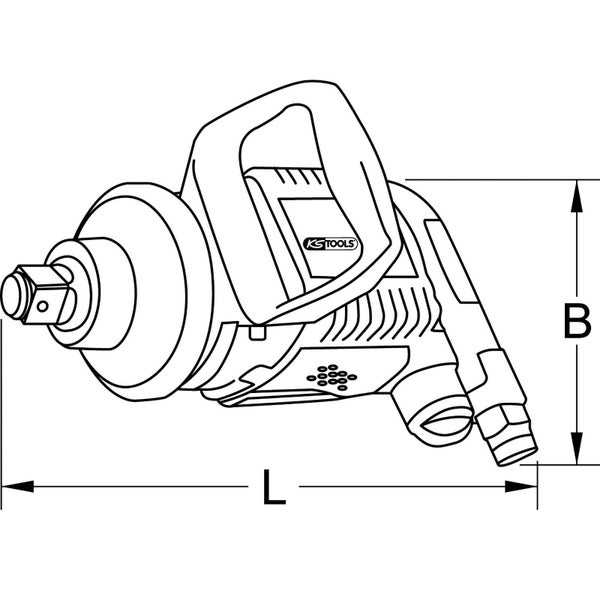 KS Tools Logo, Abmessungen des Schlagschraubers