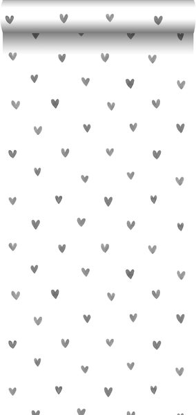 Walls4You Tapete Konfetti Herzen Grau und Weiß - 53 cm x 10.05 m - 935299