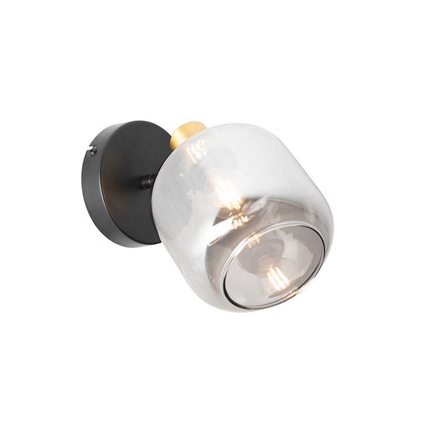 Wandleuchte mit Glasschirm und schwarzer Halterung