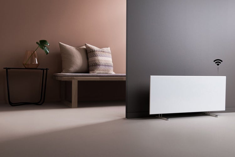 Konvektor Quality Heating Adax Neo WIFI 33x109 cm 1400 W Stahl Weiß RAL 9016 inkl. WLAN-App-Steuerung, LCD-Display, Wochenprogramm, Fenster-offen-Erkennung, Kindersicherung, IP24 spritzwassergeschützt, Wandhalterung