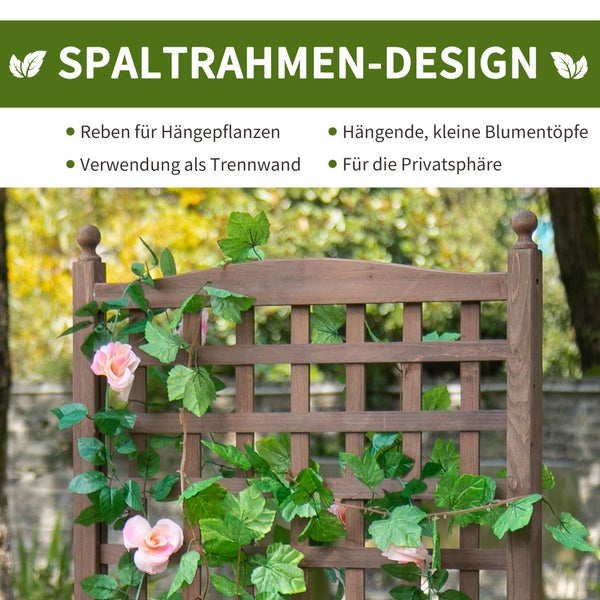 Outsunny Pflanzkasten Blumenständer Rankgitter Rankkasten Rosenbogen mit Leckage-Löcher Garten Holz Dunkelbraun 64 x 28 x 120 cm