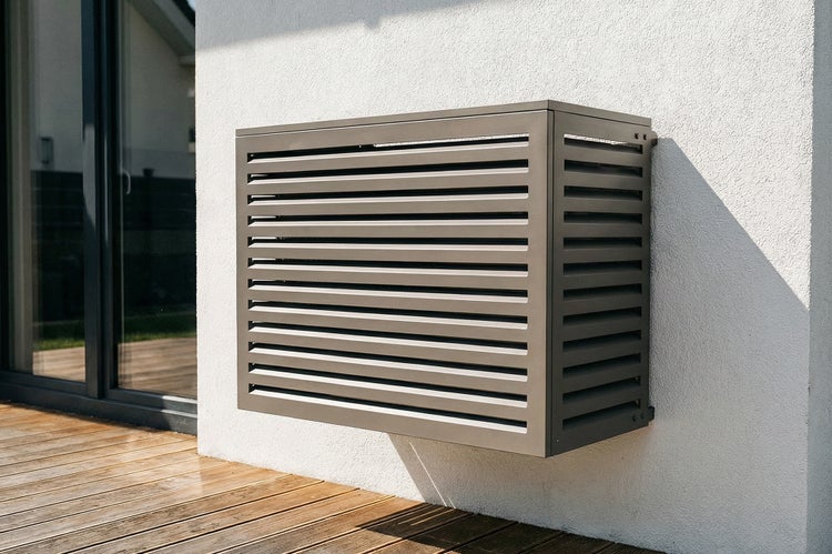 Außenwandmontage mit Lamellenverkleidung