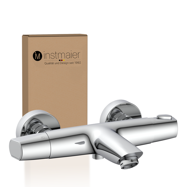 instmaier Wannenfüllthermostat T2 | wassersparende Eco-Stop Funktion | Badewannenarmatur | Mischbatterie Badewanne Chrom | für konstante Wassertemperatur