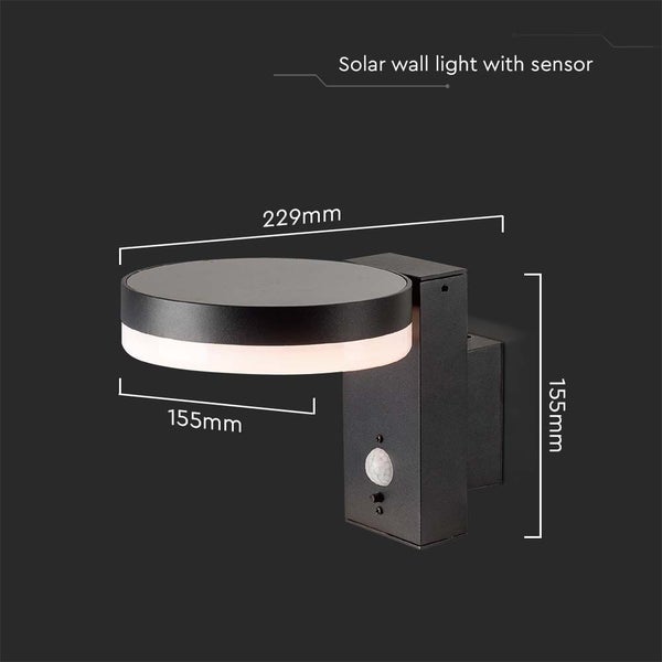 Solar Wandleuchte mit Sensor, Abmessungen 229 mm x 155 mm