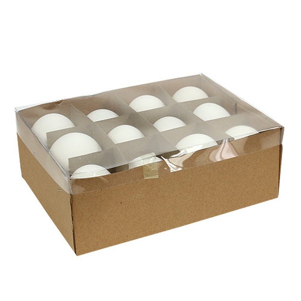 Verpackung mit zwölf weißen Dekorations-Eiern