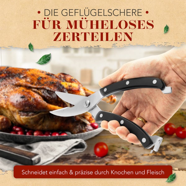 KRUSTENZAUBER 38cm Gusseisen Bräter mit Deckel backofengeeignet inkl. Geflügelschere - 9kg Gänsebräter - Idealer Topf XXL, Schmortopf Bratentopf, Induktion, Gusseisenpfanne