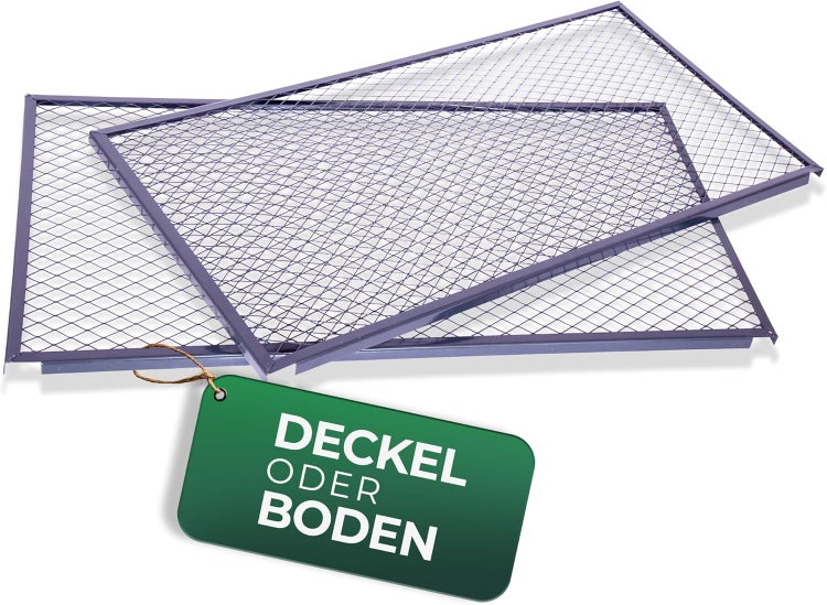 Zwei Gitterrahmen aus Metall, verwendbar als Deckel oder Boden für Komposter.