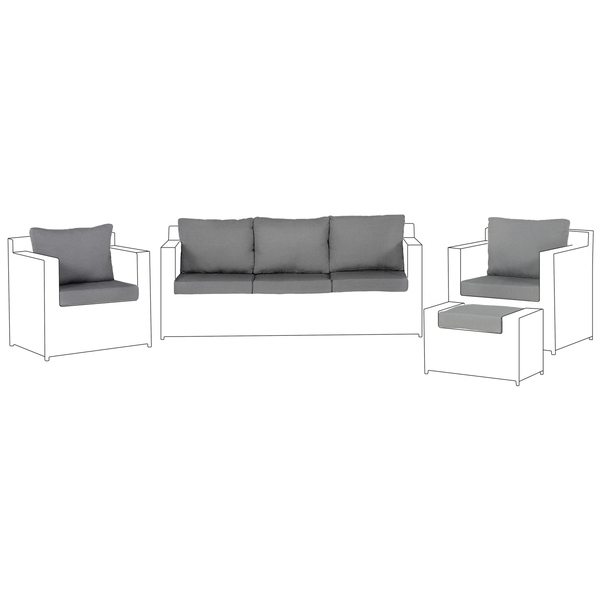 Gartenmöbelset mit Sofa, Sessel und Hocker