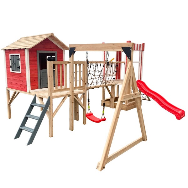 Home Deluxe - Spielpark WUNDERLAND - Kiefernholz, 555 x 340 x 215 cm, zum Schaukeln, Klettern, Rutschen, Buddeln I Kinderpark Outdoor Spielplatz Klettergerüst