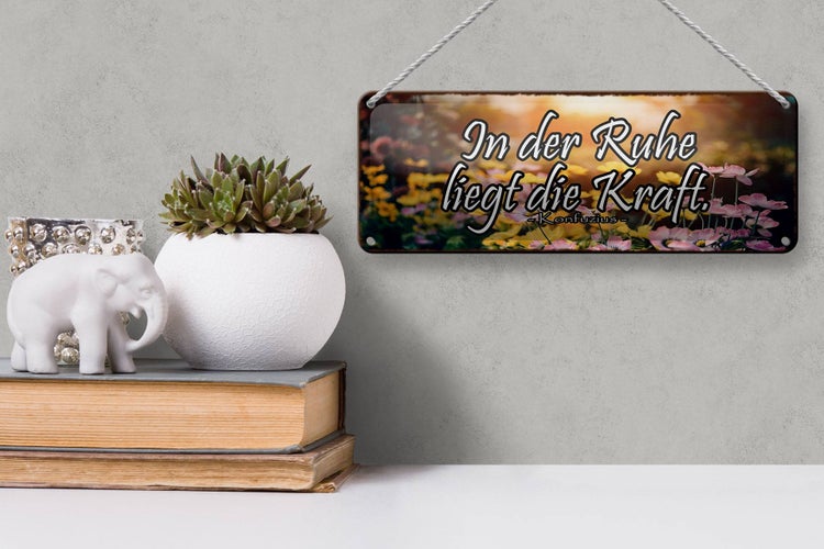 Blechschild Spruch 27x10cm in der Ruhe liegt die Kraft Dekoration