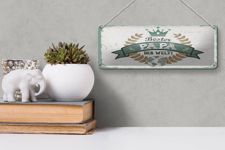 Blechschild Spruch Bester Papa der Welt 27x10cm Dekoration