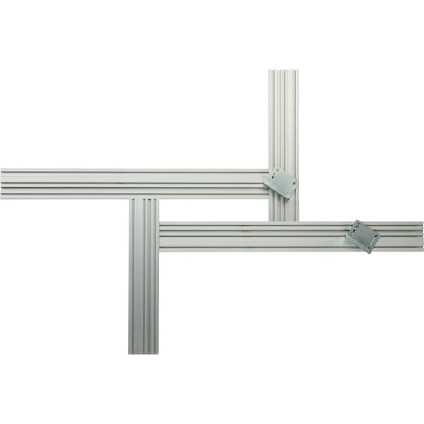 Aluminiumprofil-System mit Verbindungsplatten, Montageprofile mit mehreren Nuten für vielseitige Befestigungsmöglichkeiten.