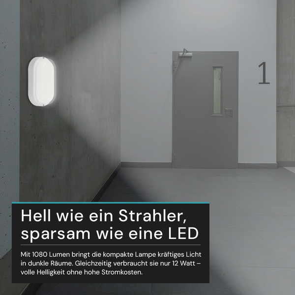 Wandleuchte mit LED-Technologie in einem Flur