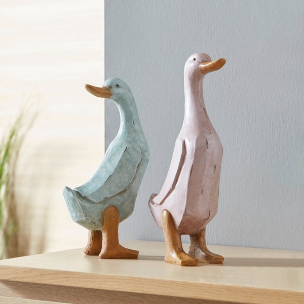 FRANK FLECHTWAREN | Gans Johanna & Hannes, 2er Set, POLYRESIN, 15X9X29cm, 15X9X33CM