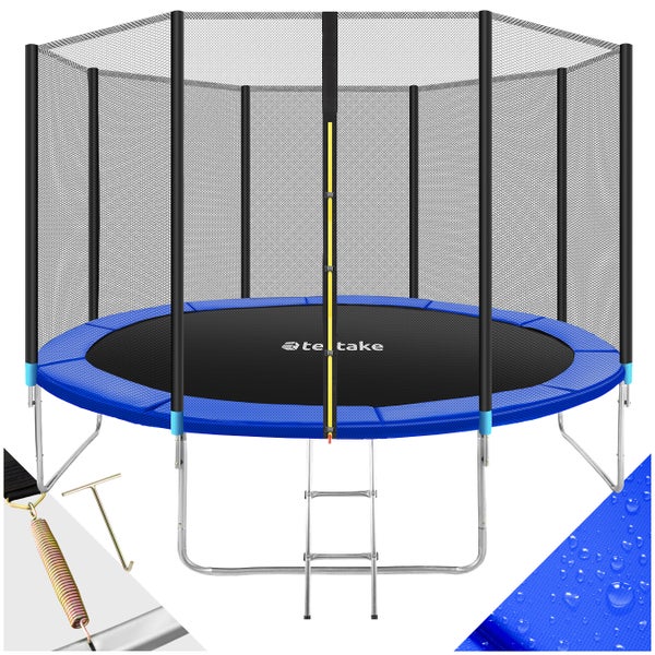 Trampolin mit Sicherheitsnetz, Leiter und Federn