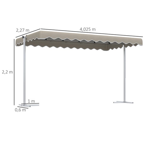 Outsunny Standmarkise, 402,5cm x 227cm x 220cm, Polyester, Khaki
