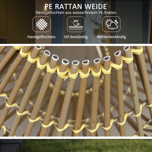 Outsunny Solarleuchte, Ø31 x 32Hcm, PE Rattan, Stahl, gelb