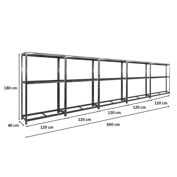 PROREGAL Mega Deal 5x Reifenregal RAGNAR HxBxT 180 x 120 x 40cm bis zu 8 Reifen auf 2 Ebenen + Ablage 265kg Fachlast Verzinkt