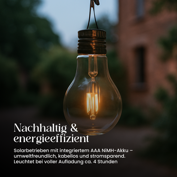 Solarleuchte in Glühbirnenform mit integriertem Akku