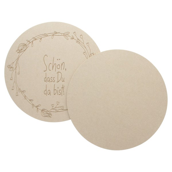 FRANK FLECHTWAREN | Platzmatte Schön, dass Du da bist, 2er Set, POLYESTER, Ø 38 cm