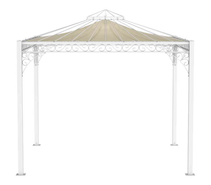 Pavillon ELEO Genua 3 x 3 m weiß - pulverbeschichtet | mit Sonnensegel ecru
