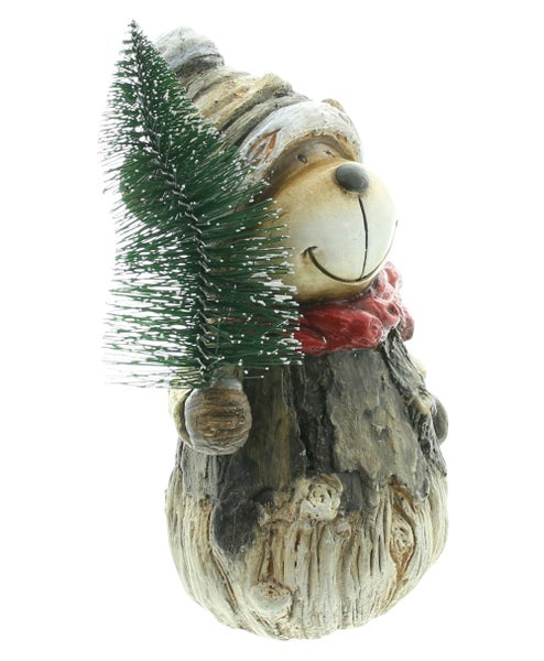 FRANK FLECHTWAREN | Figur Elch mit Tanne, 13 x 10 x 20 cm, POLYRESIN