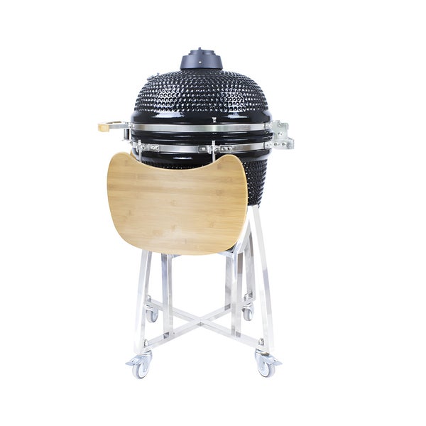 Keramikgrill mit Bambusablage und Rollen