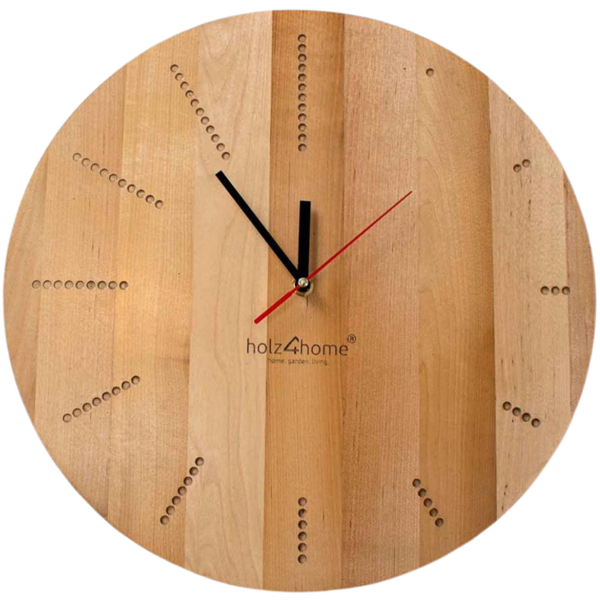 holz4home Wanduhr â€žDots roundâ€œ aus massiver Eiche