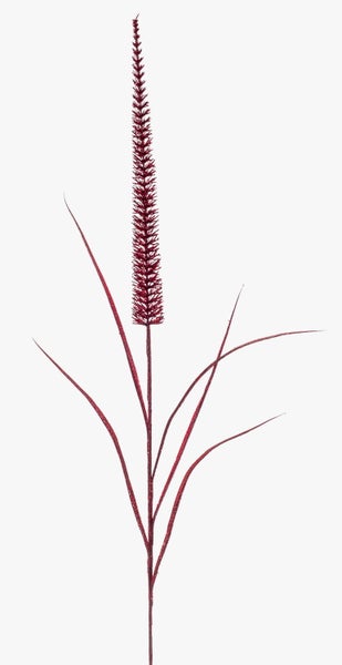 Roter glitzernder Dekozweig aus Kunststoff für die Weihnachtsdekoration.