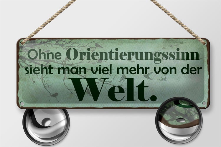 Blechschild Spruch 27x10cm ohne Orientierungssinn sieht man Dekoration