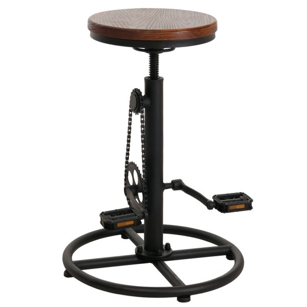 Barhocker mit Holzoberfläche, Ketten- und Pedaldesign