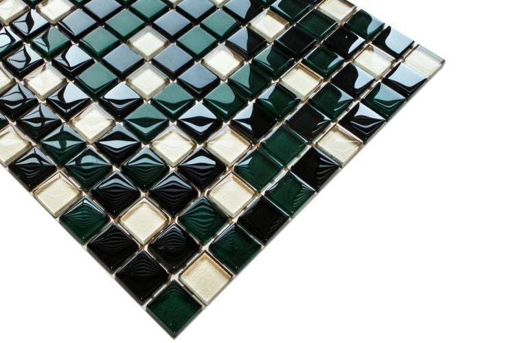 Glasmosaik auf Netz für Bad und Küche 30cm x 30cm  - Green relax