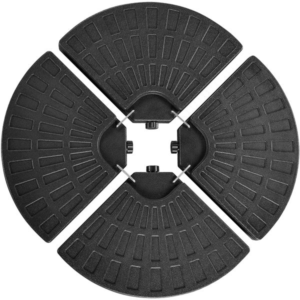 Vier separate Teile eines Sonnenschirmständers