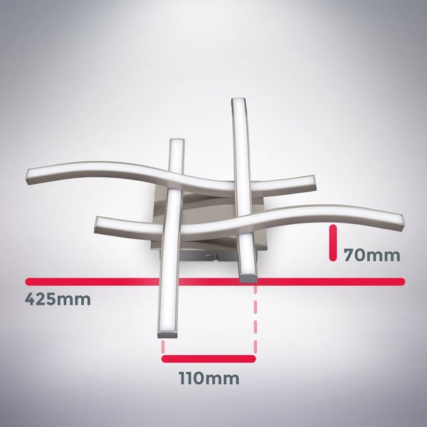 Deckenleuchte 42,5x42,5 cm - 17,2W, 1800lm, LED, neutralweiß, matt-nickel