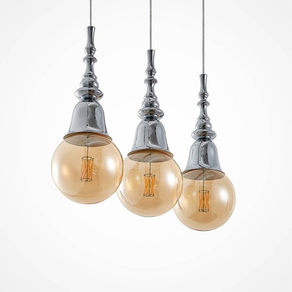 Lucande Pendelleuchte Gesja (Modern) in Chrom aus Metall (3 flammig, E27) - Deckenlampe Esstischlampe Hängelampe Hängeleuchte Wohnzimmerleuchte