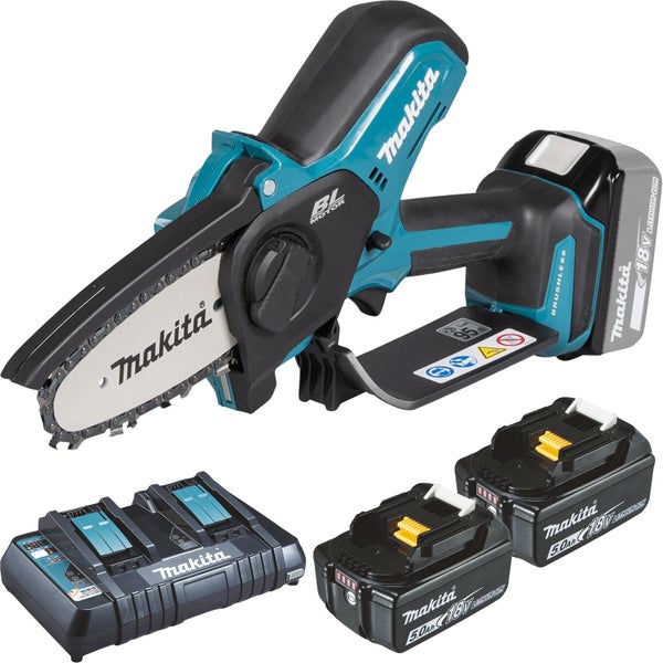 Makita DUC101PTE Akku-Astsäge 18V / 2x 5,0 Ah Akku + Doppelladegerät