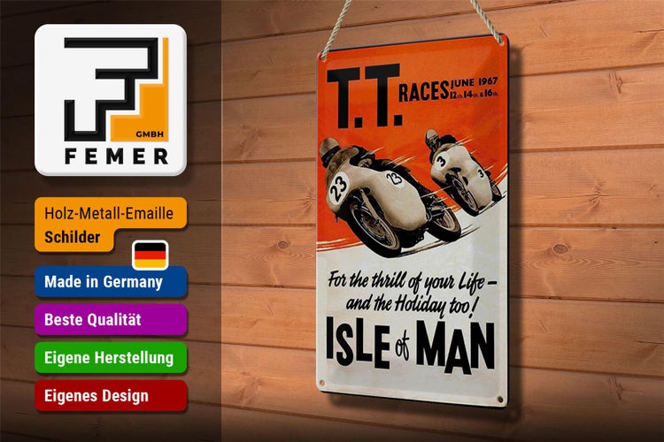 Blechschild Spruch 20x30cm Motorrad TT Races Isle of Man