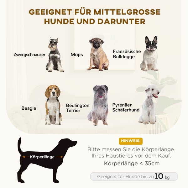 PawHut Hundesofa, Haustiersofa mit Samtoptik, Katzensofa mit Kissen, Hundebett, Hundecouch mit Erhöhtem Design, Hundesessel mit Holzbeine, Grau, 68 x 68 x 35 cm