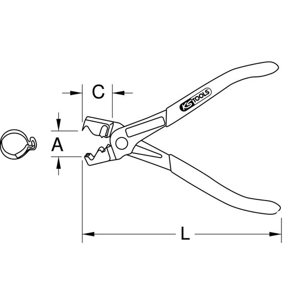 KS TOOLS Click-Schlauchschellenzange geschmiedet 180 mm - 115.1045