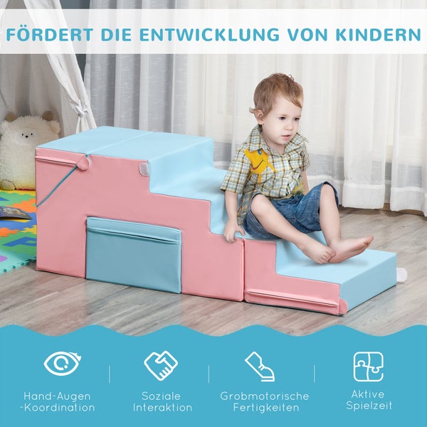 HOMCOM 4er-Set Bausteine, 147L x 49B x 47H cm, Kunstleder, EPE-Schaumstoff, Rosa