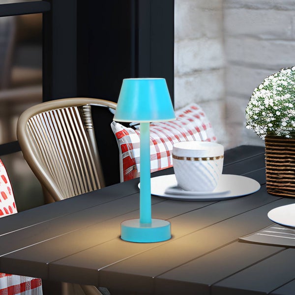 Lindby LED Akkutischlampe dimmbar, RGBW Funktion Akku Tischlampe kabellos mit Touchdimmer aufladbare tragbare Tischleuchte Akkulampe Garten IP44