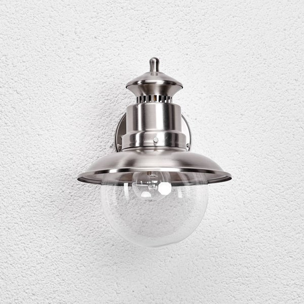 Lindby Edelstahl Wandlampe aussen, Aussenwandleuchte Laternenlook spritzwassergeschützt IP44 1x E27 max. 60W ohne Leuchtmittel Aussenleuchte