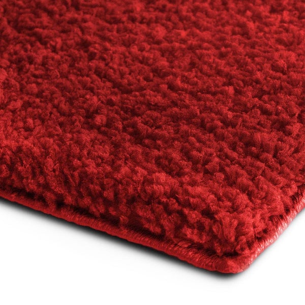 FLOORDIREKT Badematte Sky Soft - Reckteckig - Rutschhemmende Rückseite - Rot - 80 x 150 cm